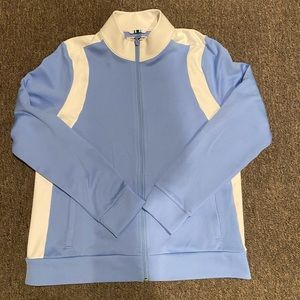 Tory Sport Light Blue and White Zip-Front Track Jacket
